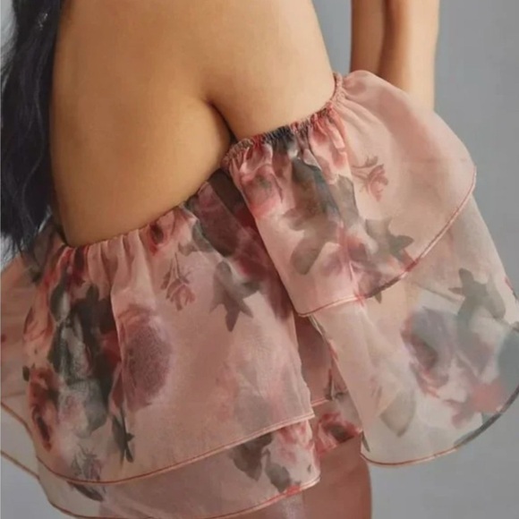 DOLAN Tiered Organza Floral Ruffle Top - Picture 3 of 4